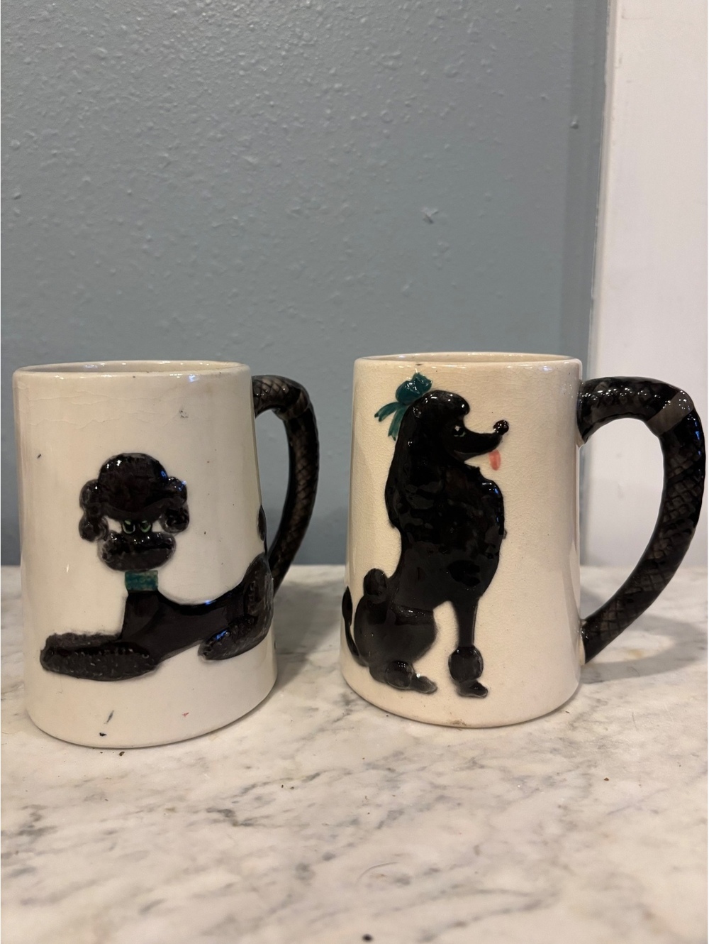 Vintage Ceramic His and Hers Poodle Mugs Set of 2